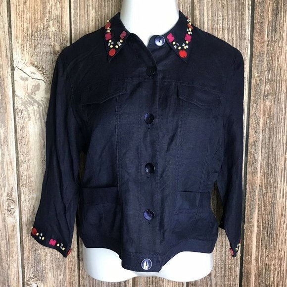 Ruby Rd. Women's Button up Linen Blazer ~ Sz 10 - Picture 1 of 5